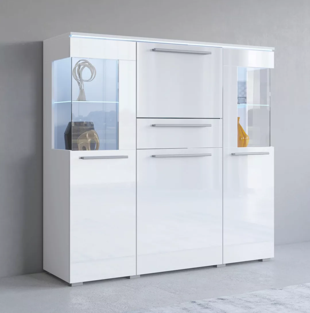 INOSIGN Highboard "India,Breite 130cm, stilvolle Hochkommode 3Türen, Klappe günstig online kaufen