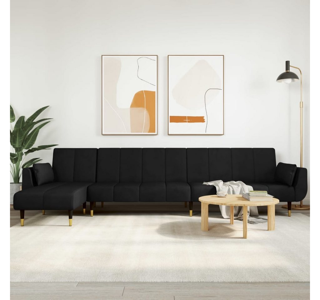 vidaXL Sofa Schlafcouch Schlafsofa in L-Form Schwarz 275x140x70 cm Samt Cha günstig online kaufen