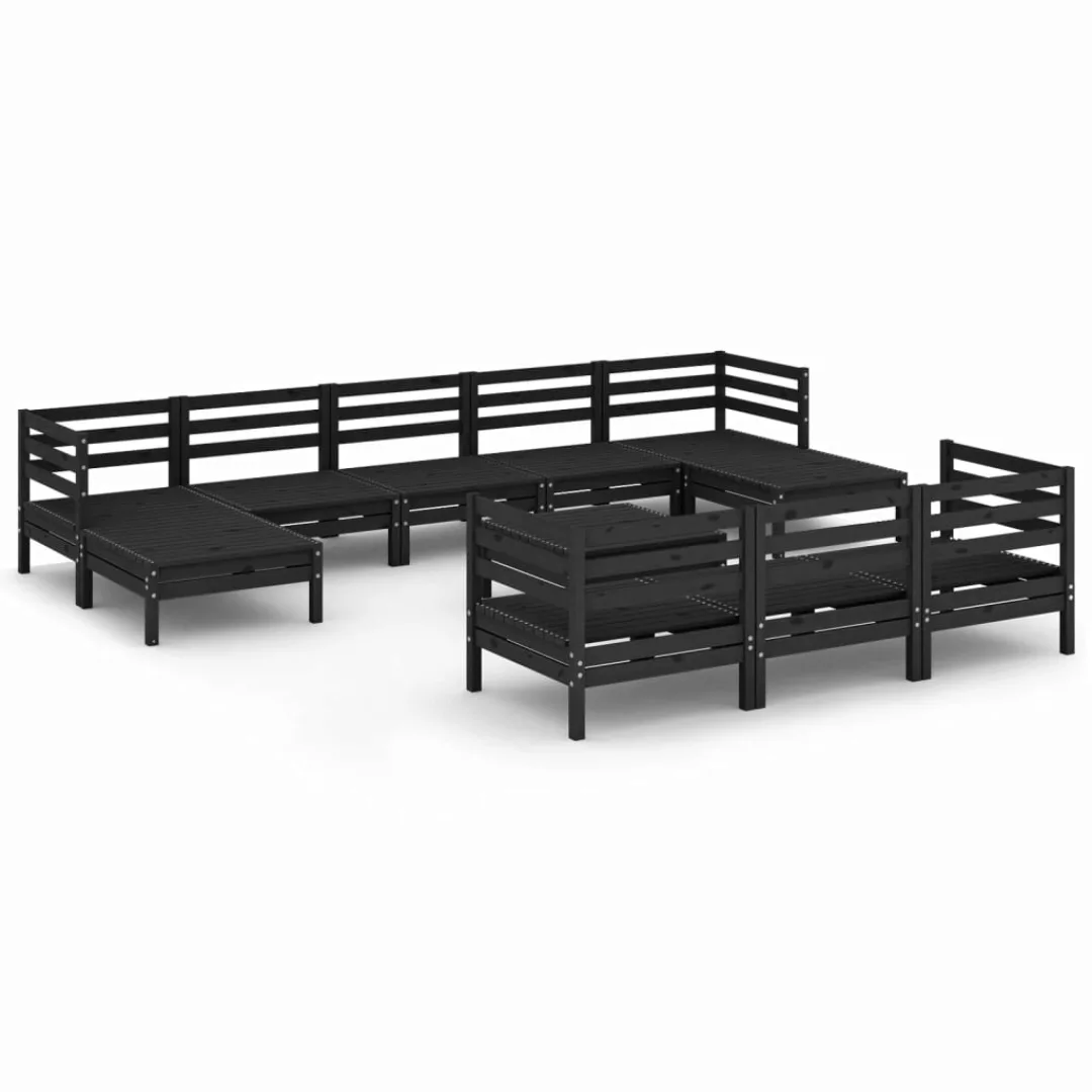 11-tlg. Garten-lounge-set Schwarz Massivholz Kiefer günstig online kaufen