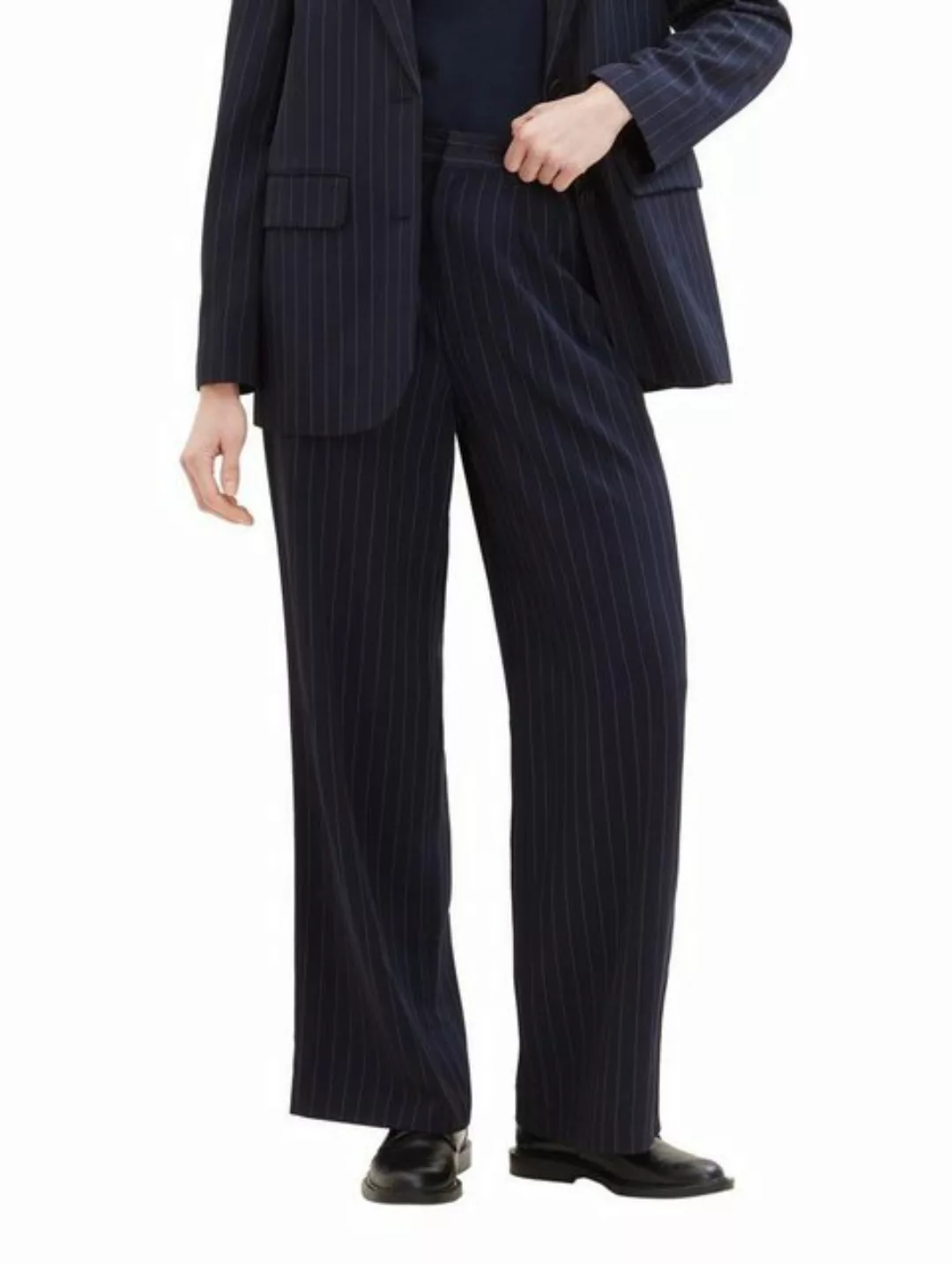 TOM TAILOR Denim Stoffhose striped pleated wide leg pants, navy blue pinstr günstig online kaufen