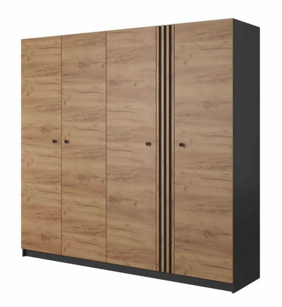 Feldmann-Wohnen Kleiderschrank Deco (1-St) 220cm Gold Craft Oak / anthrazit günstig online kaufen