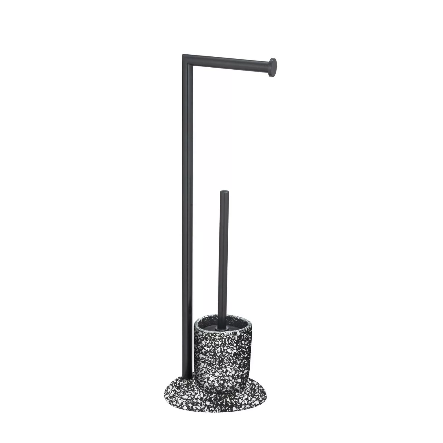 WENKO Stand WC-Garnitur Terrazzo, inkl. Rollenhalter und WC-Bürste schwarz günstig online kaufen