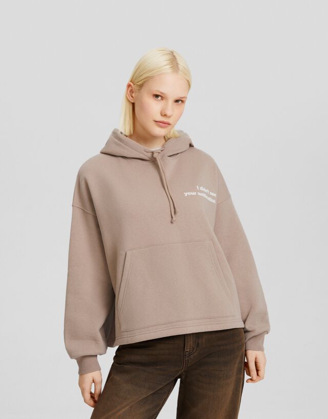 Bershka Bedruckter Oversize-Hoodie Bskteen L Braun günstig online kaufen