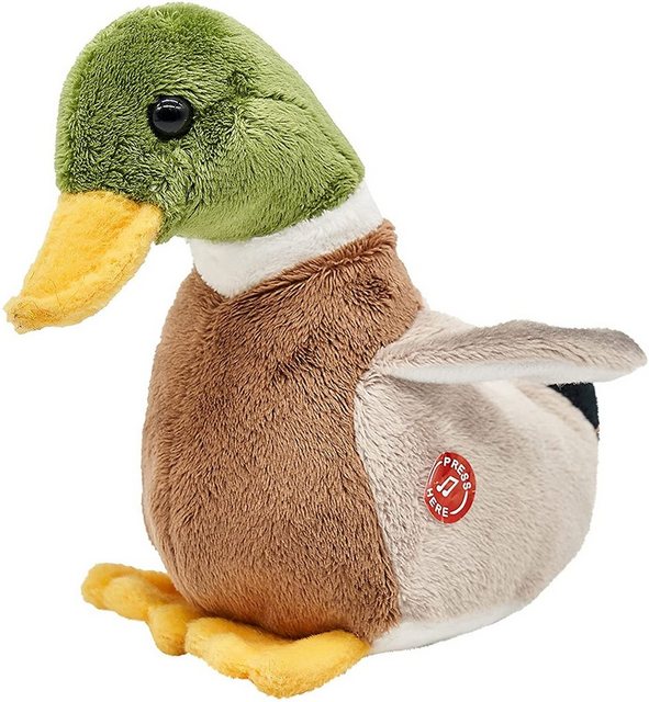 Uni-Toys Kuscheltier Ente mit Stimme - 16 cm (Länge) - Plüsch-Vogel - Plüsc günstig online kaufen