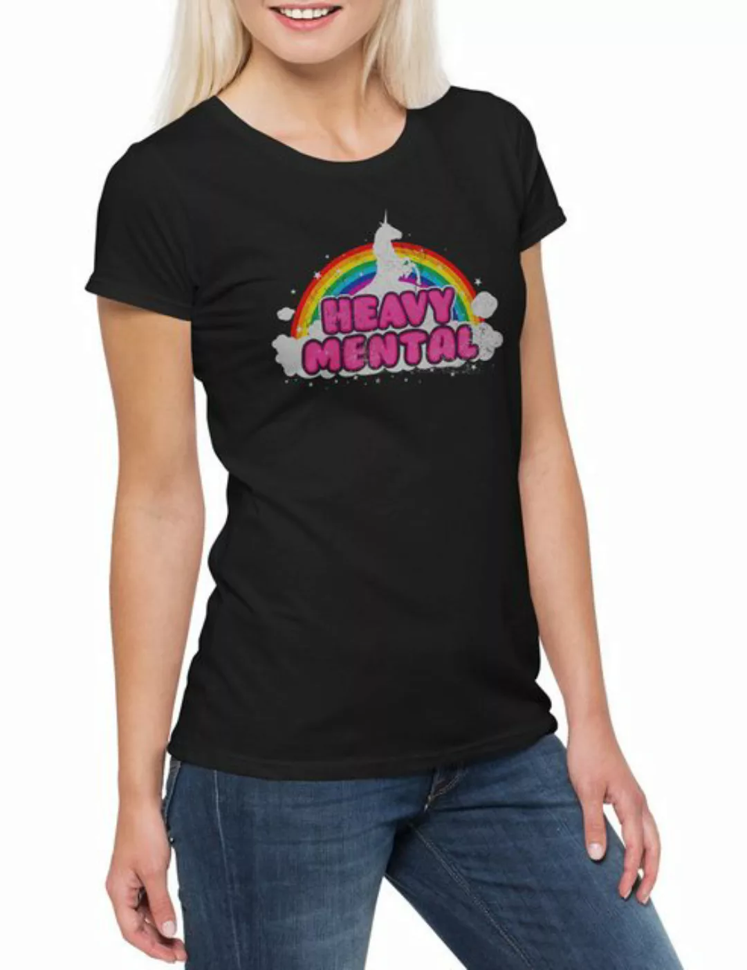 Urban Backwoods Print-Shirt Heavy Mental Damen T-Shirt Rainbow Regenbogen M günstig online kaufen