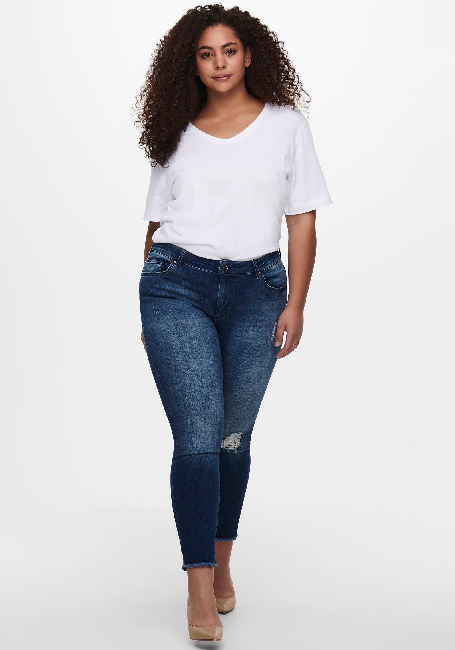 ONLY CARMAKOMA Skinny-fit-Jeans "CARWILLY REG SKINNY ANK JEANS", mit Franse günstig online kaufen