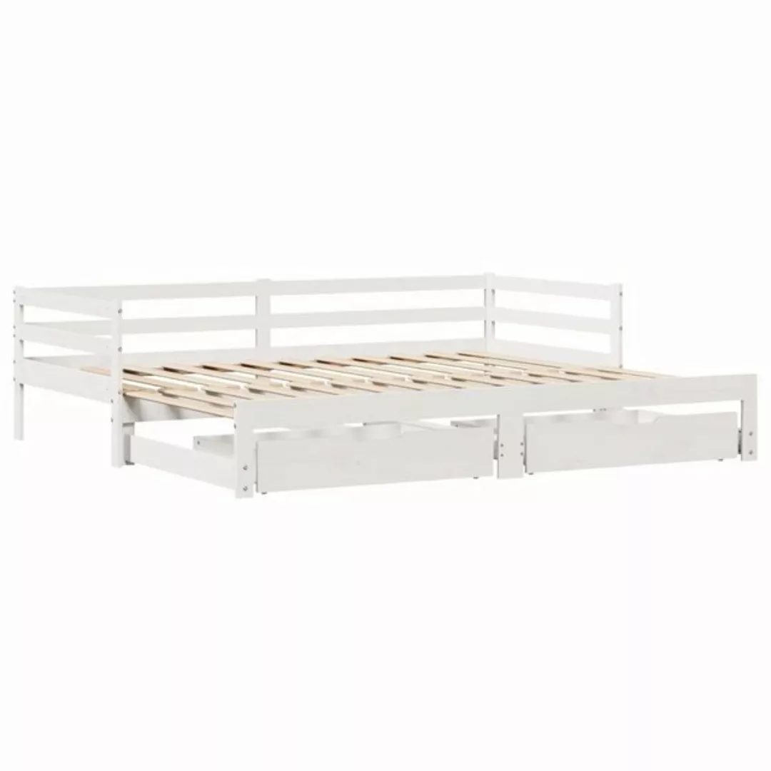 vidaXL Bett Tagesbett Ausziehbar mit Schubladen ohne Matratze Weiß 90x190cm günstig online kaufen