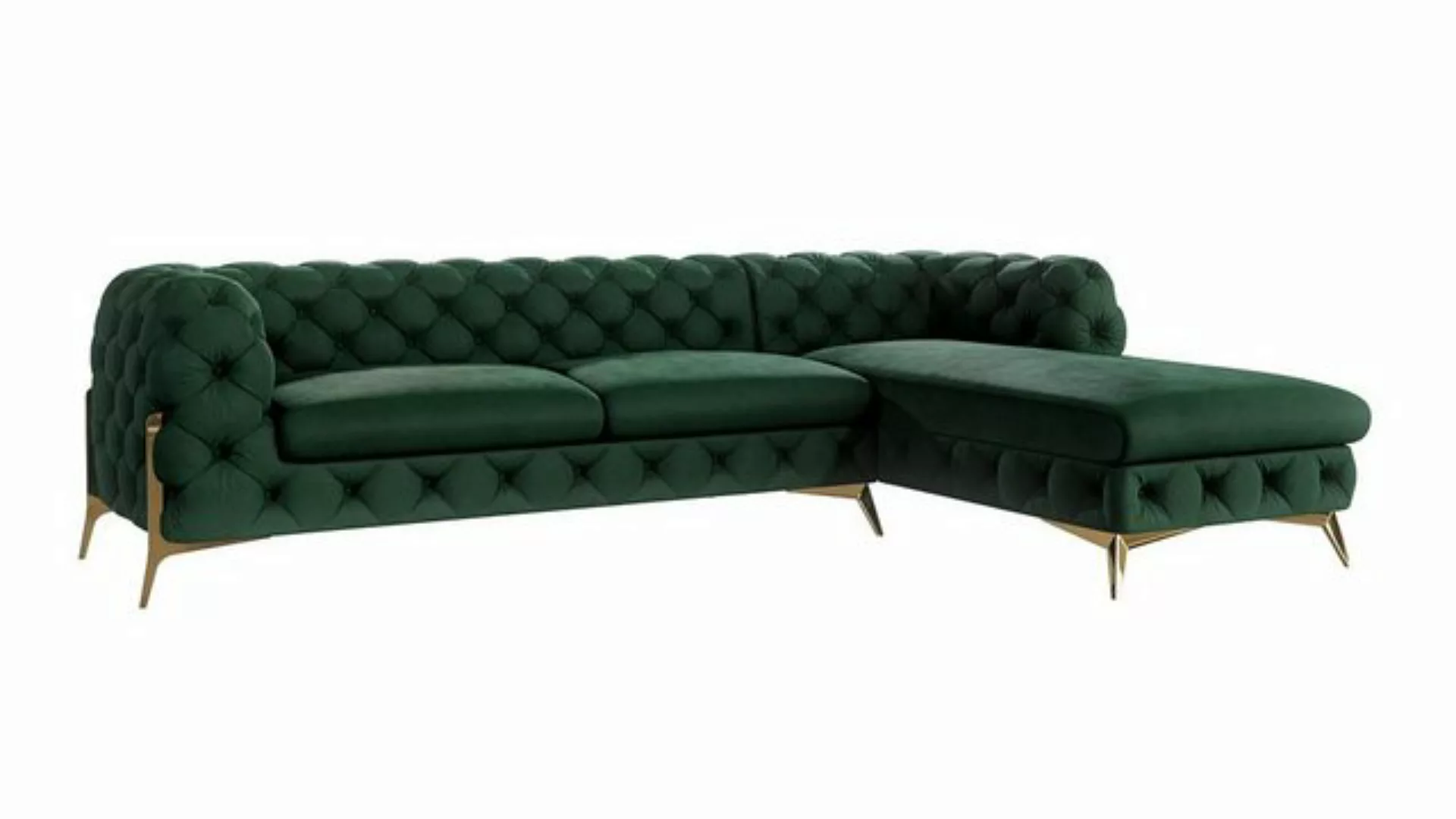 S-Style Möbel Ecksofa mit Ottomane Chesterfield Ashley mit Goldene Metall F günstig online kaufen