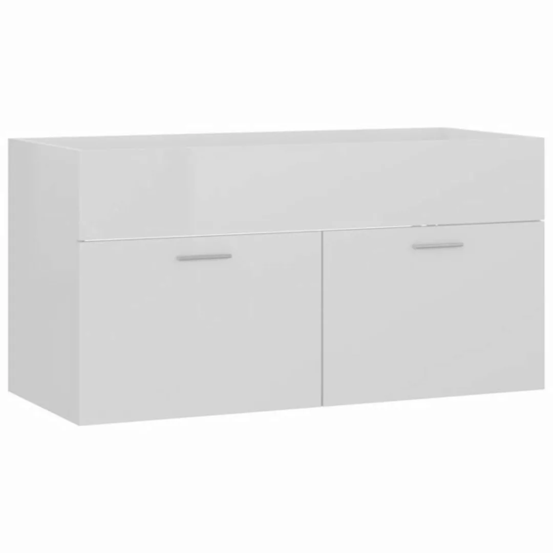 Waschbeckenunterschrank Hochglanz-weiß 90x38,5x46 Cm Spanplatte günstig online kaufen