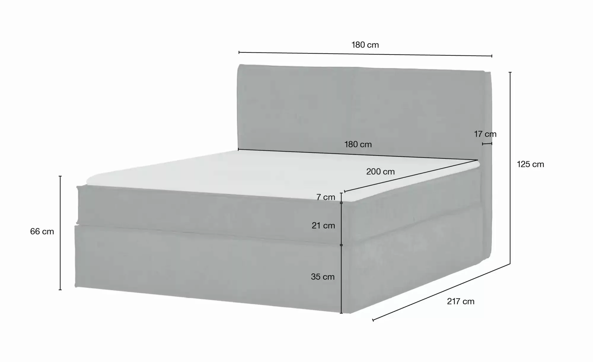 Boxi Boxspringbett 180 x 200 cm mit trendigem Keder Boxi Urban ¦ grau ¦ Maß günstig online kaufen