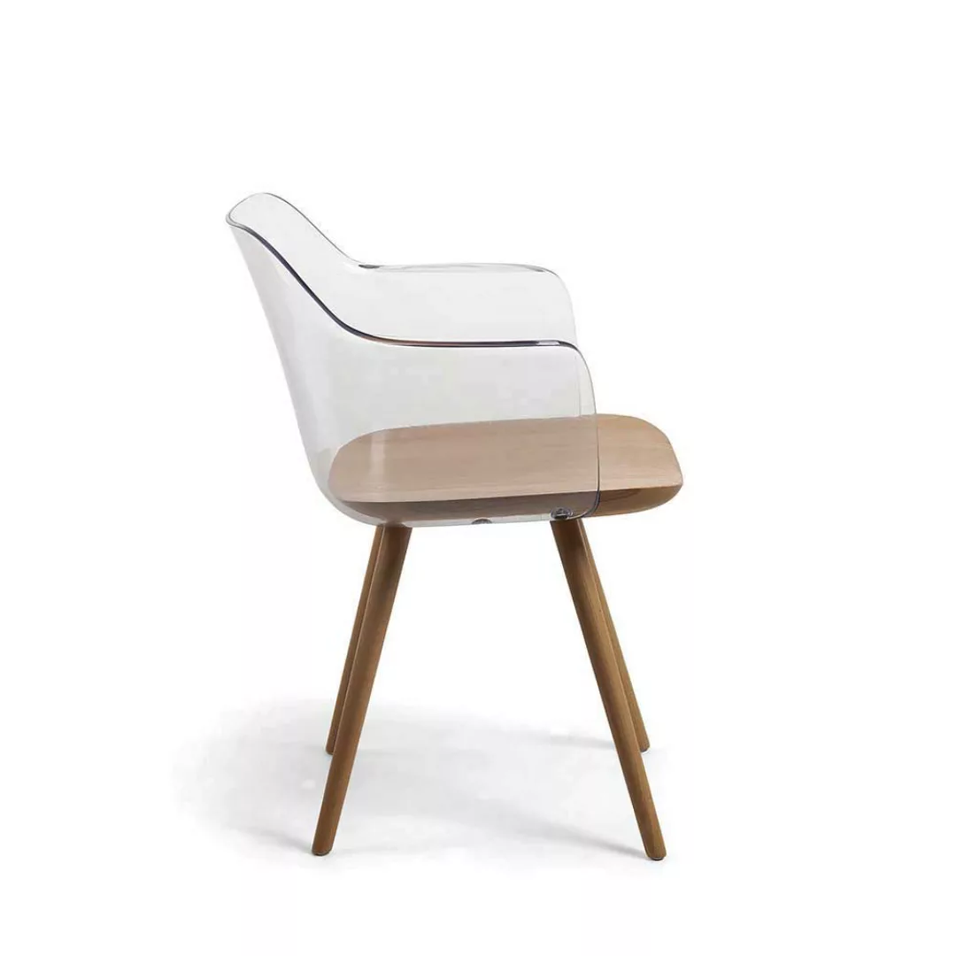 Armlehnenstuhl aus Kunststoff und Buche Massivholz (2er Set) günstig online kaufen