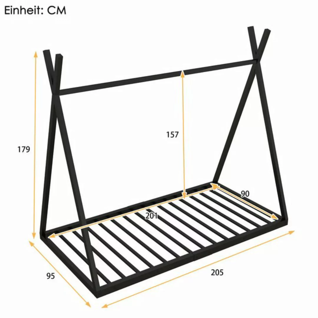 Flieks Metallbett, Kinderbett Einzelbett Dreiecksform 90x200cm mit Lattenro günstig online kaufen