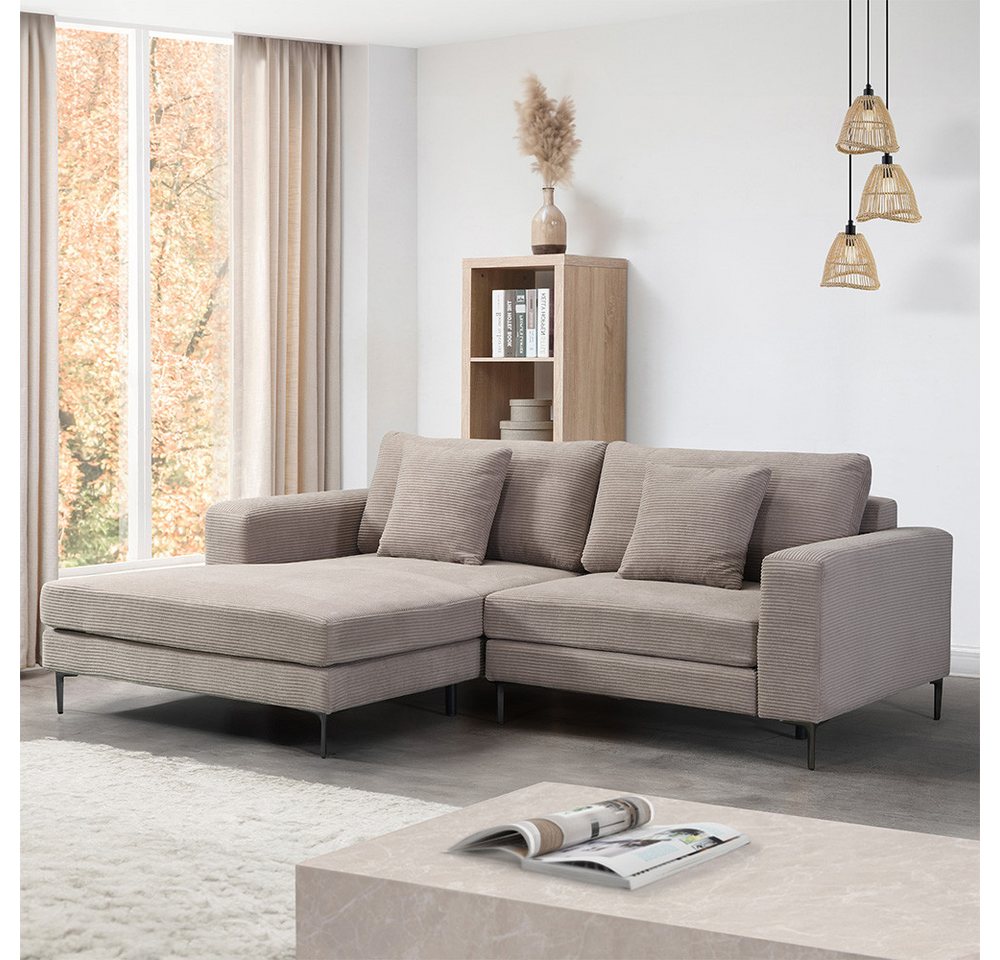 HOME DELUXE Sofa Sofa BELLANO Cord - 238 x 188 x 94 cm, Links, inkl. Zierki günstig online kaufen