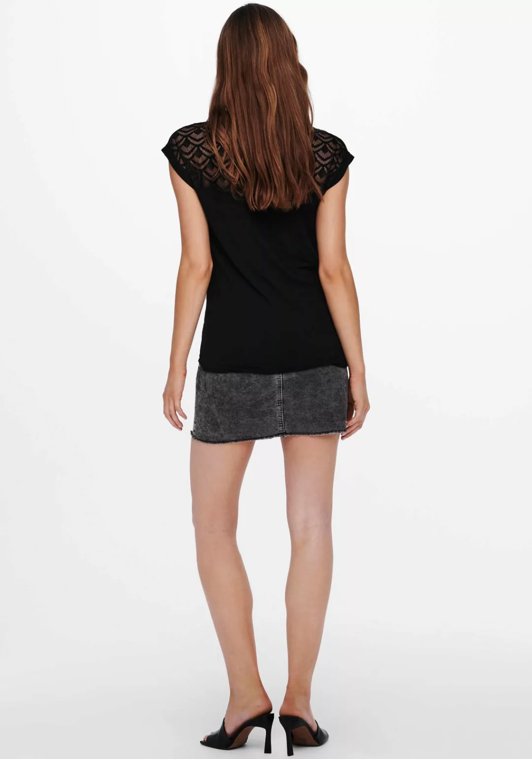 Only Nicole Mix Kurzärmeliges T-shirt XL Black günstig online kaufen