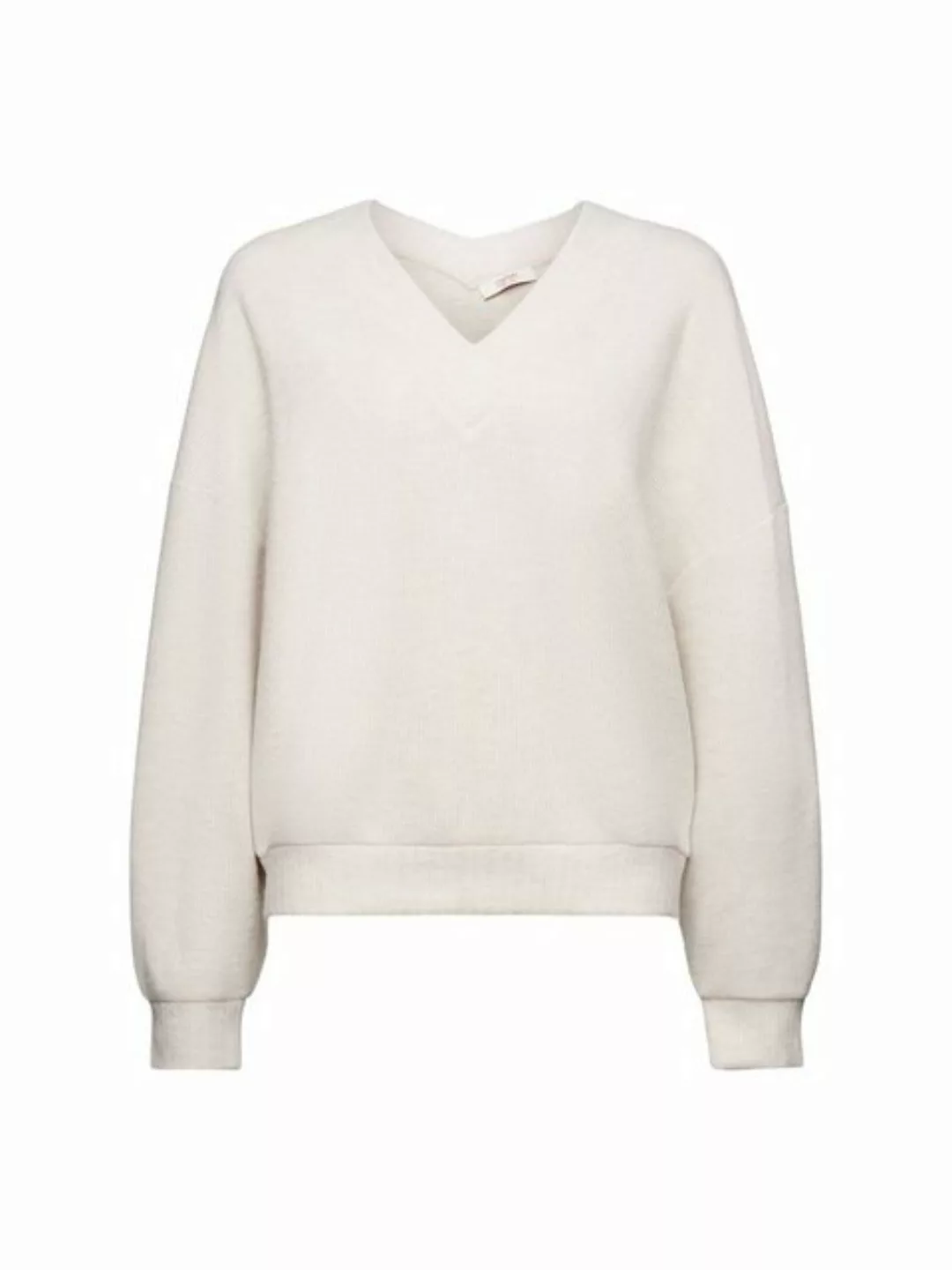 Esprit Sweatshirt V-Ausschnitt-Pullover aus gebürstetem Strick (1-tlg) günstig online kaufen