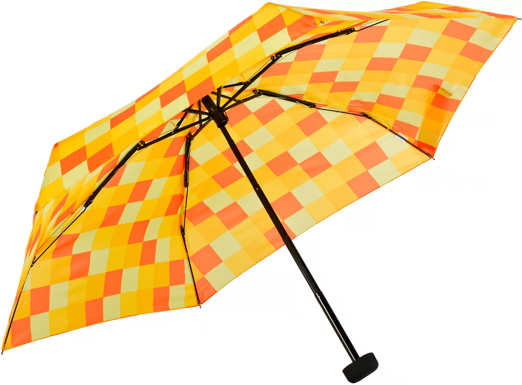 EuroSCHIRM Taschenregenschirm "Dainty, Karo gelb orange" günstig online kaufen