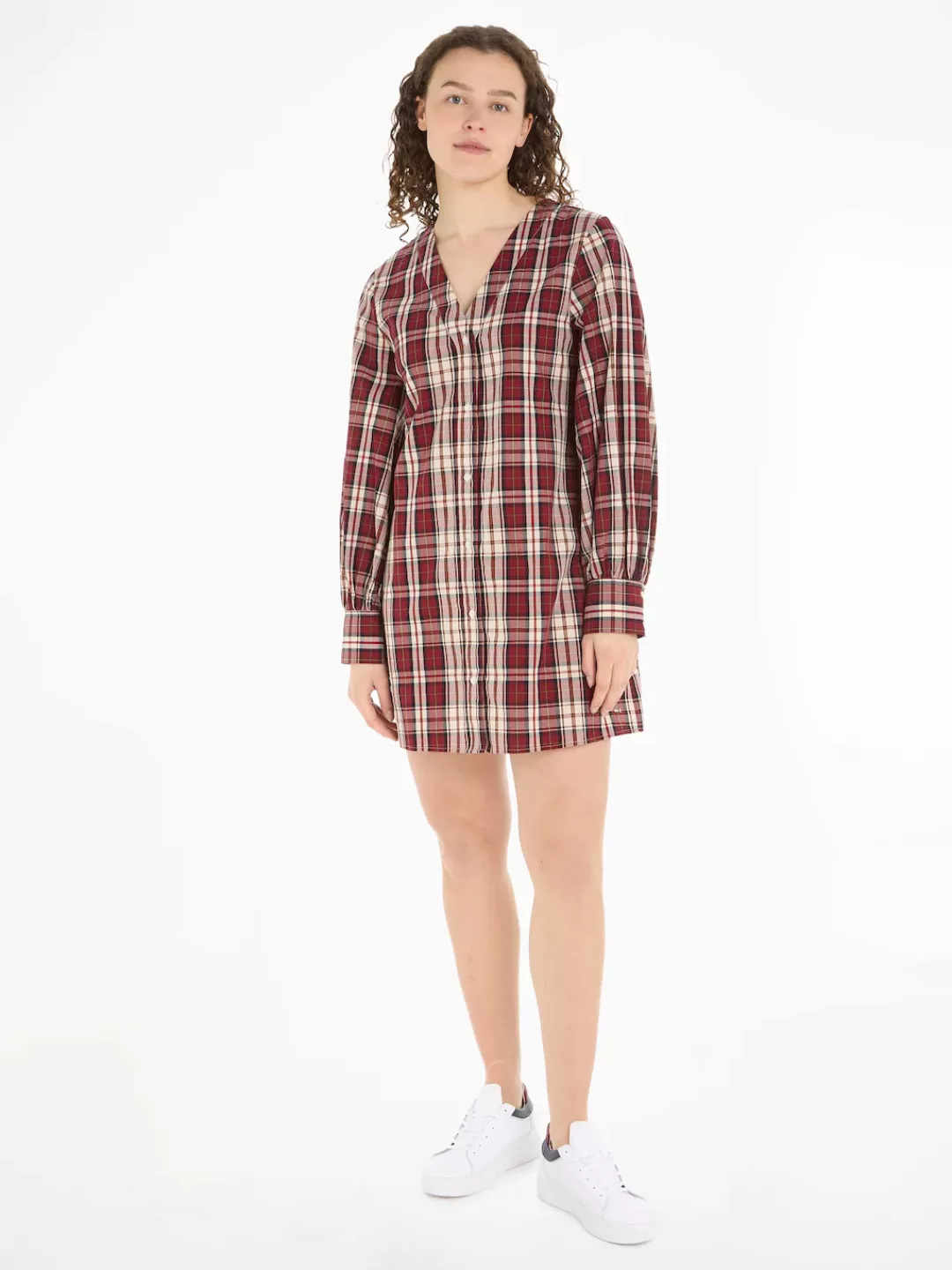 Tommy Hilfiger Blusenkleid TARTAN CO V-NECK SHIRT DRESS mit 2-Knopf-Mansche günstig online kaufen