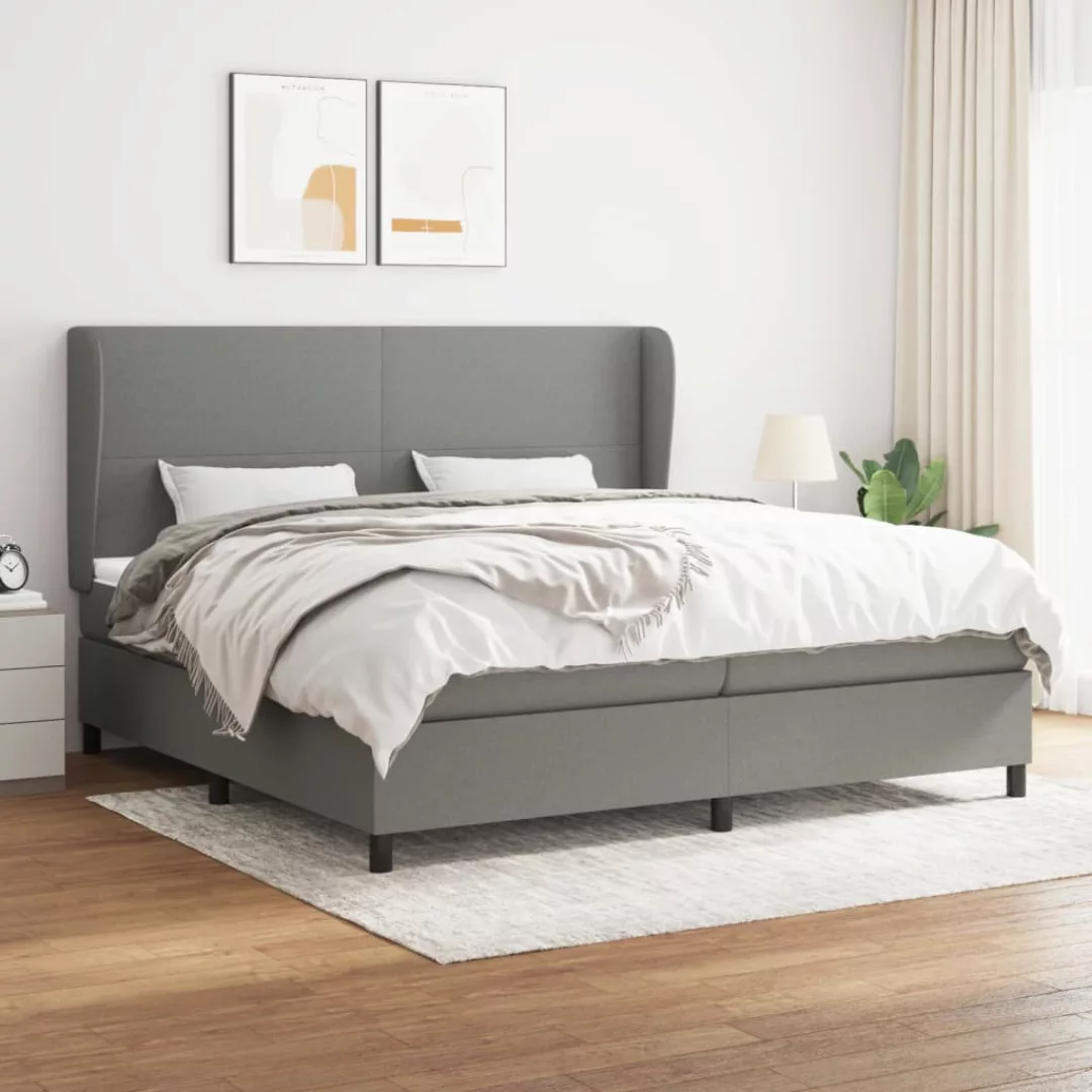 Vidaxl Boxspringbett Mit Matratze Dunkelgrau 200x200 Cm Stoff günstig online kaufen