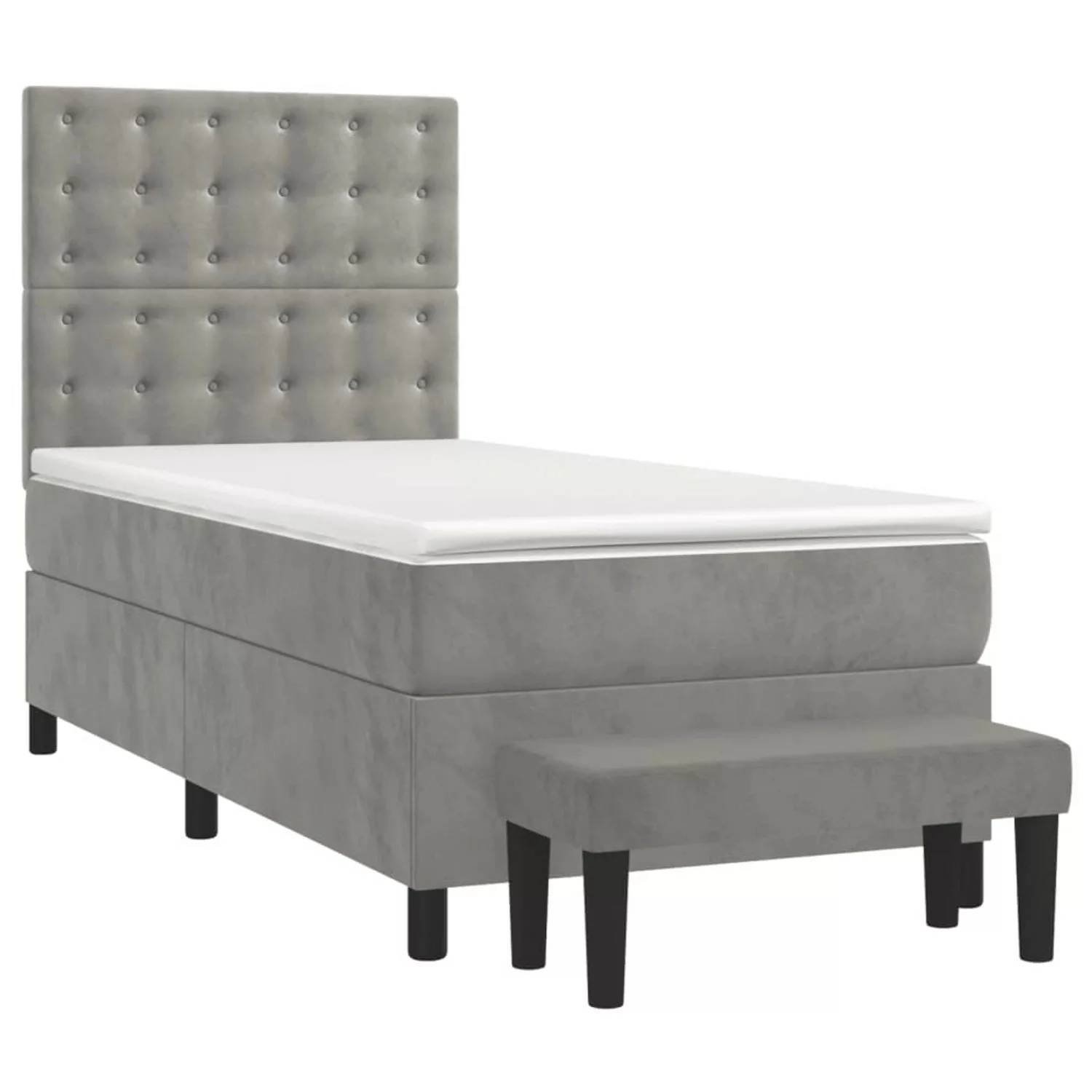 vidaXL Boxspringbett mit Matratze Hellgrau 90x200 cm Samt1357130 günstig online kaufen