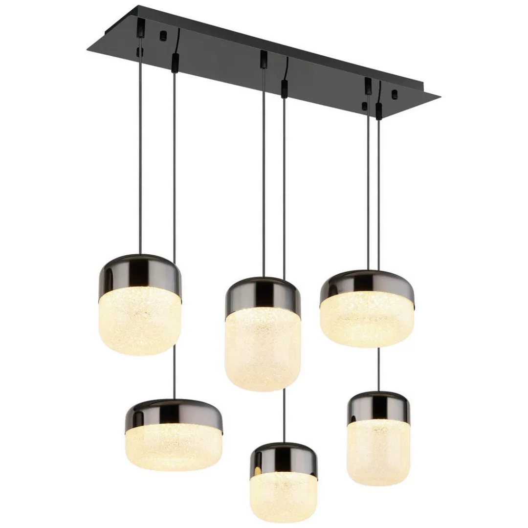 GLOBO LED-Pendelleuchte transparent Graphit Glas Metall B/H/T: ca. 32x150x8 günstig online kaufen