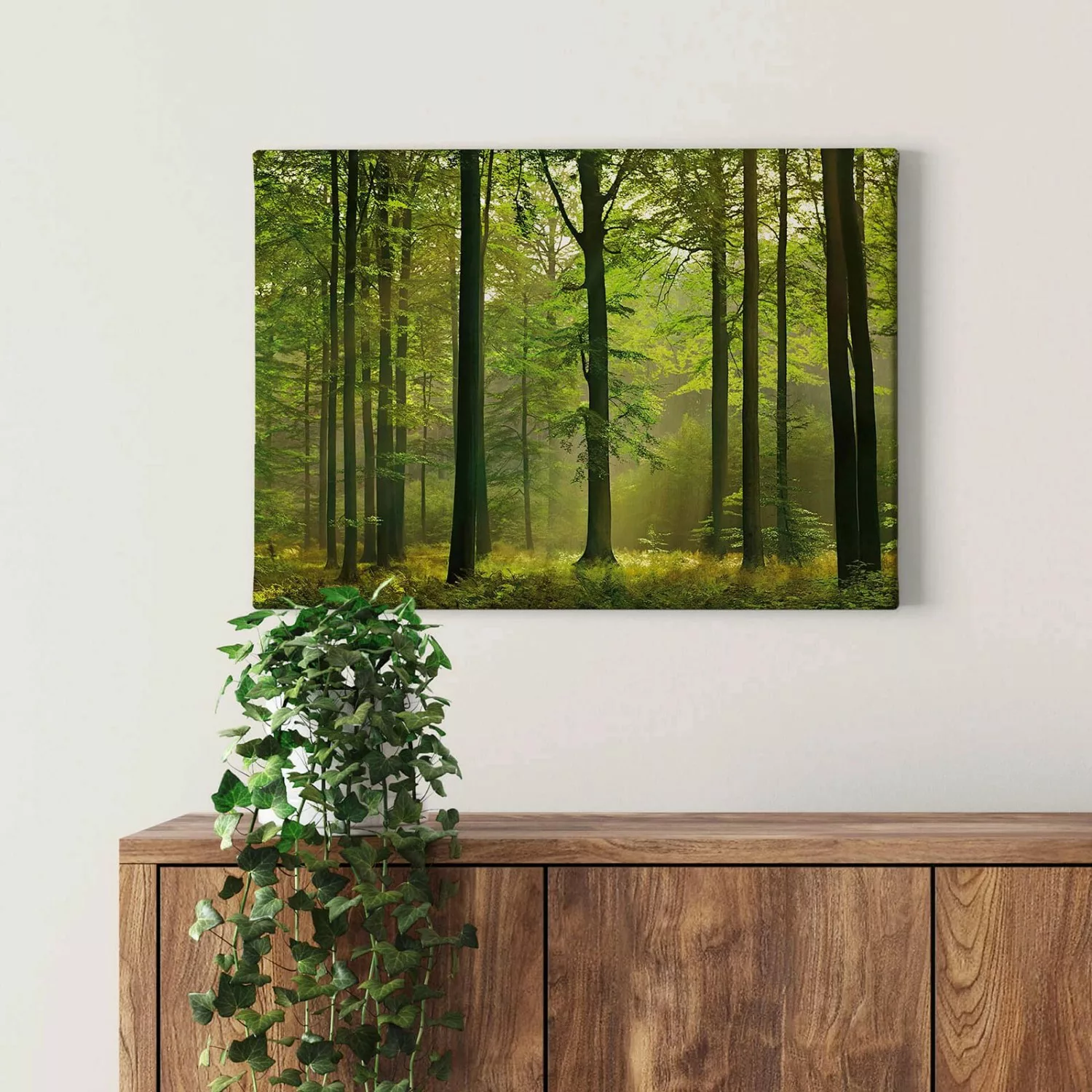 Bricoflor Wald Bild Auf Leinwand In Grün Wohnzimmer Und Schlafzimmer Bild M günstig online kaufen