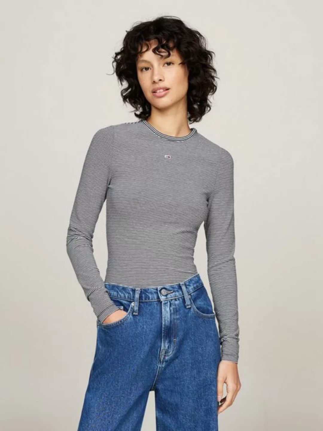 Tommy Jeans Langarmshirt TJW SLIM STRIPE ESSENTIAL RIB LS in Rippenoptik, S günstig online kaufen