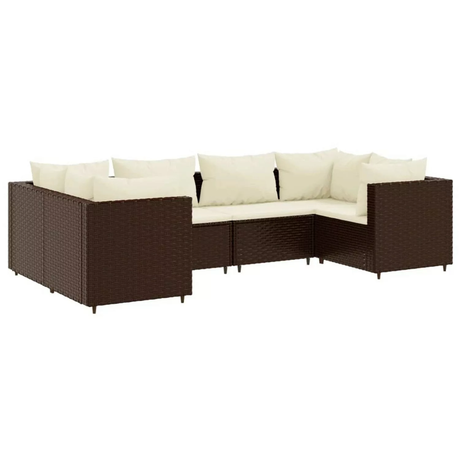 vidaXL 6-tlg Garten-Lounge-Set mit Kissen Braun Poly Rattan Modell 19 günstig online kaufen