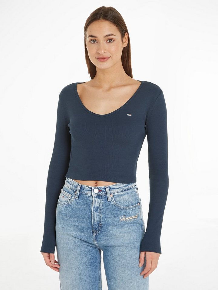 Tommy Jeans Langarmshirt TJW BBY CRP ESSENTIAL RIB V LS mit gesticktem Tomm günstig online kaufen