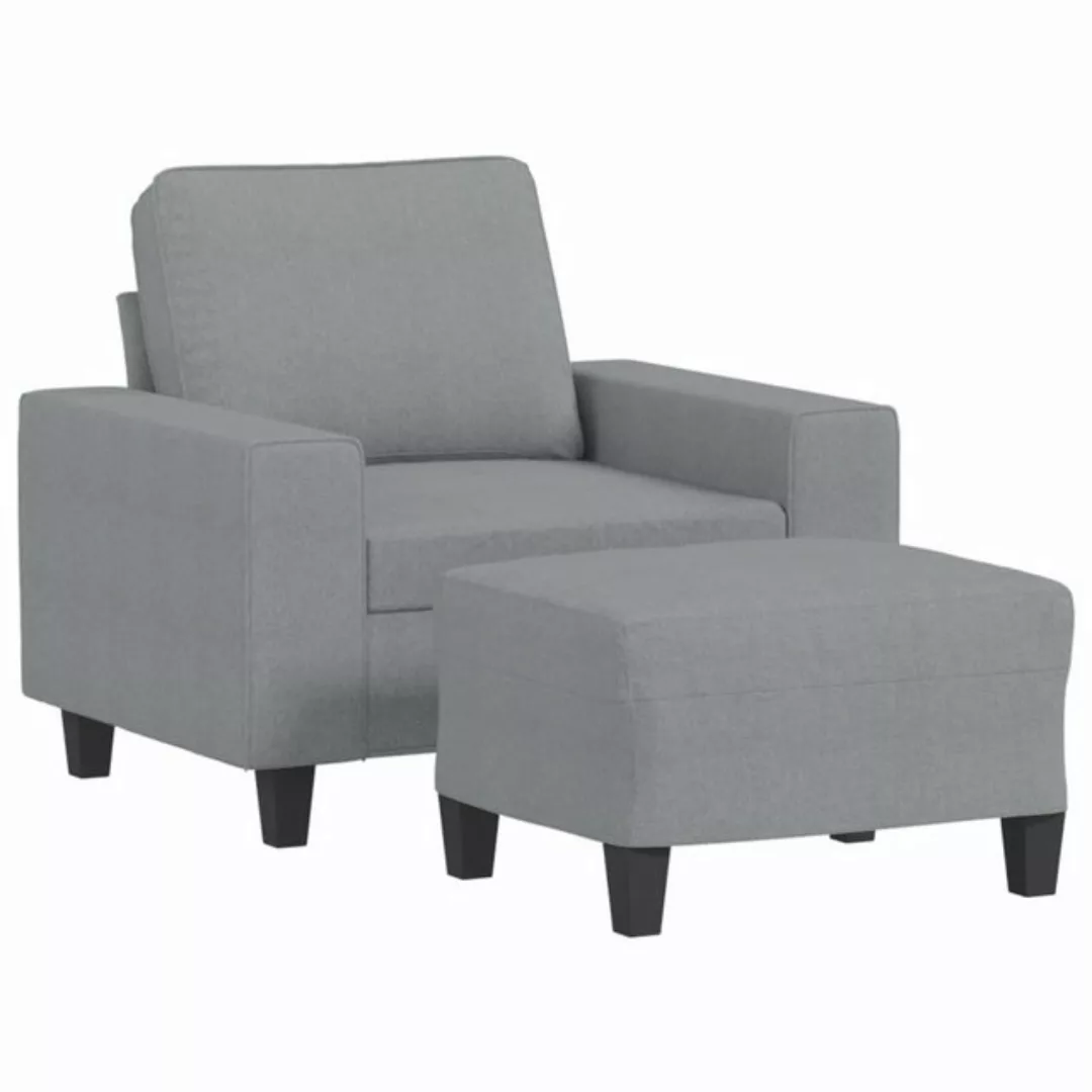 vidaXL Sofa Sessel mit Hocker 60 cm Stoff, Hellgrau günstig online kaufen