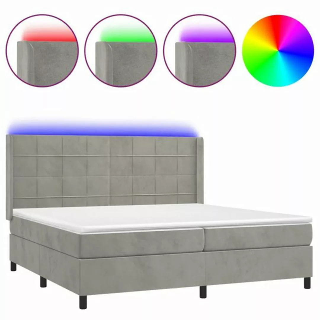 vidaXL Boxspringbett Boxspringbett mit Matratze LED Hellgrau 200x200 cm Sam günstig online kaufen