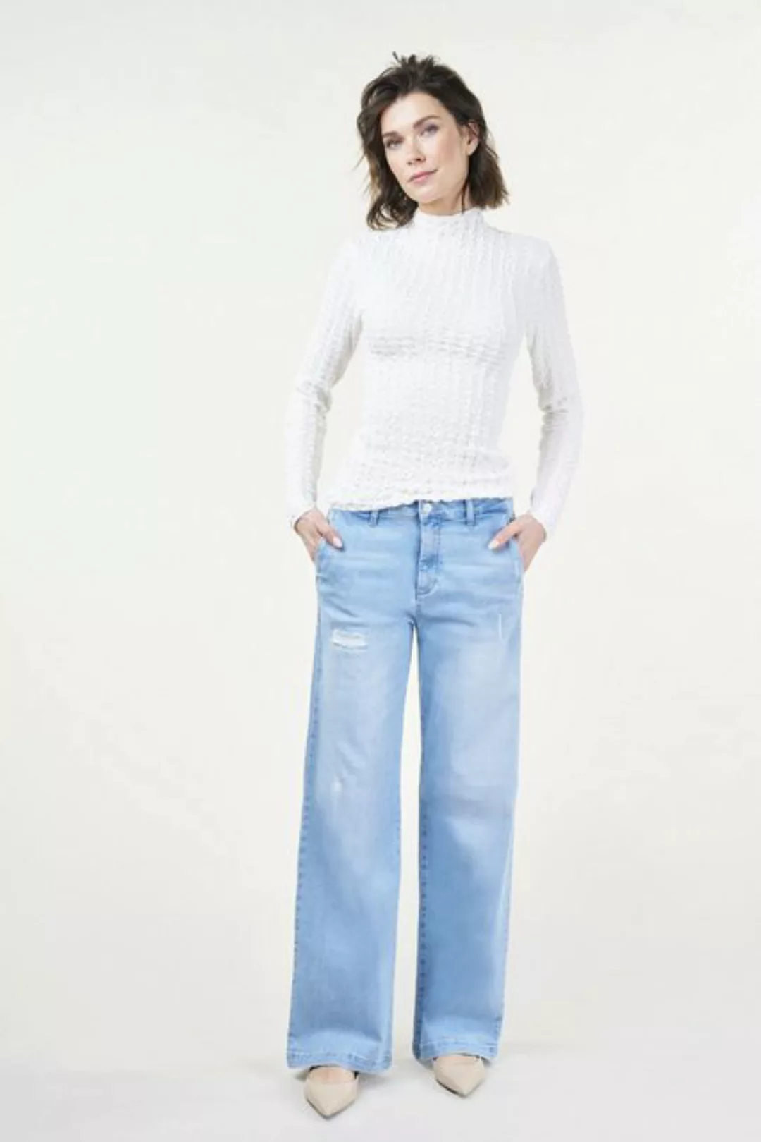 BLUE FIRE Destroyed-Jeans Jeans Marlene Wide Leg Sunny Blue Destroy günstig online kaufen