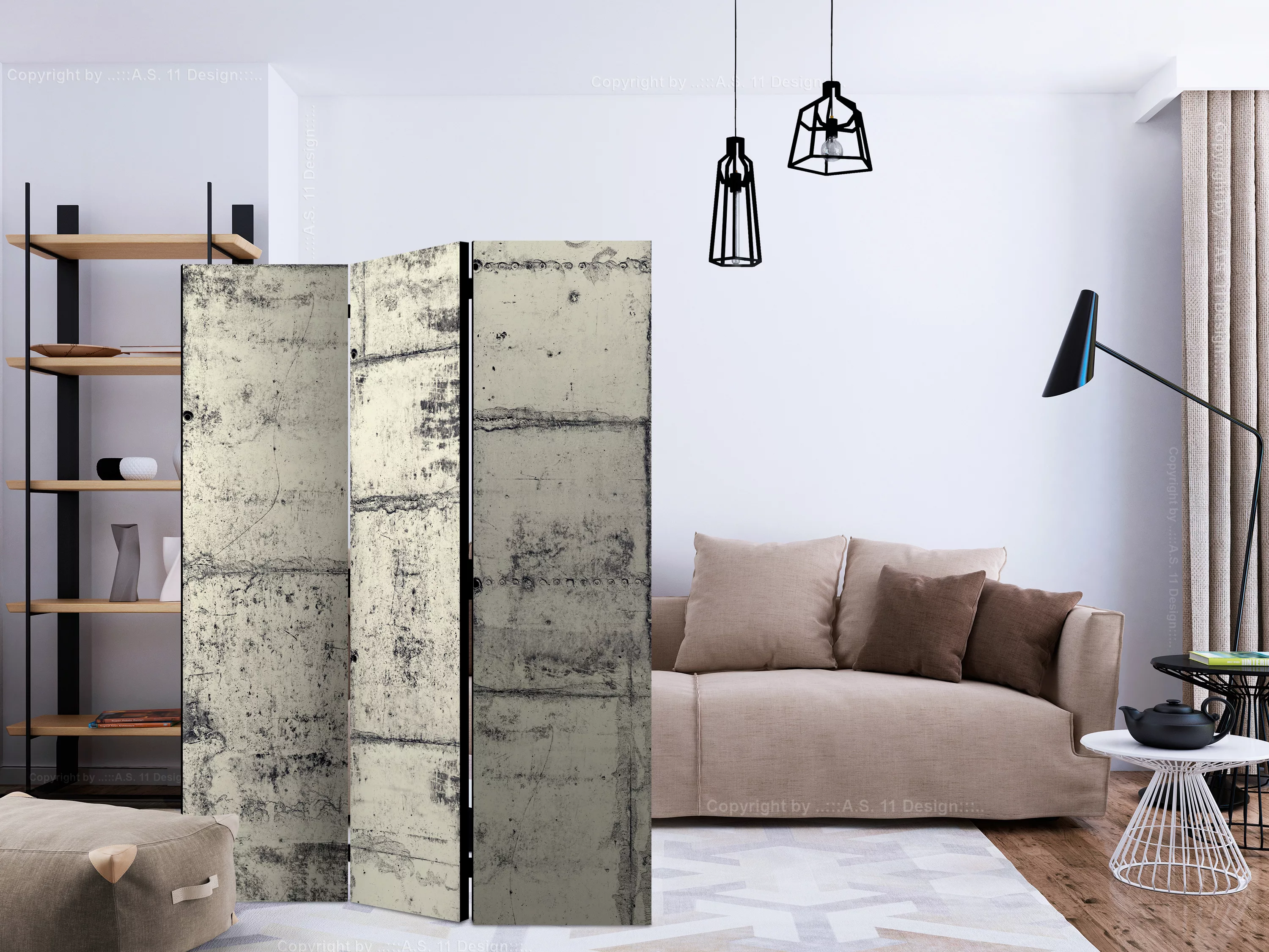 3-teiliges Paravent - Love The Concrete [room Dividers] günstig online kaufen