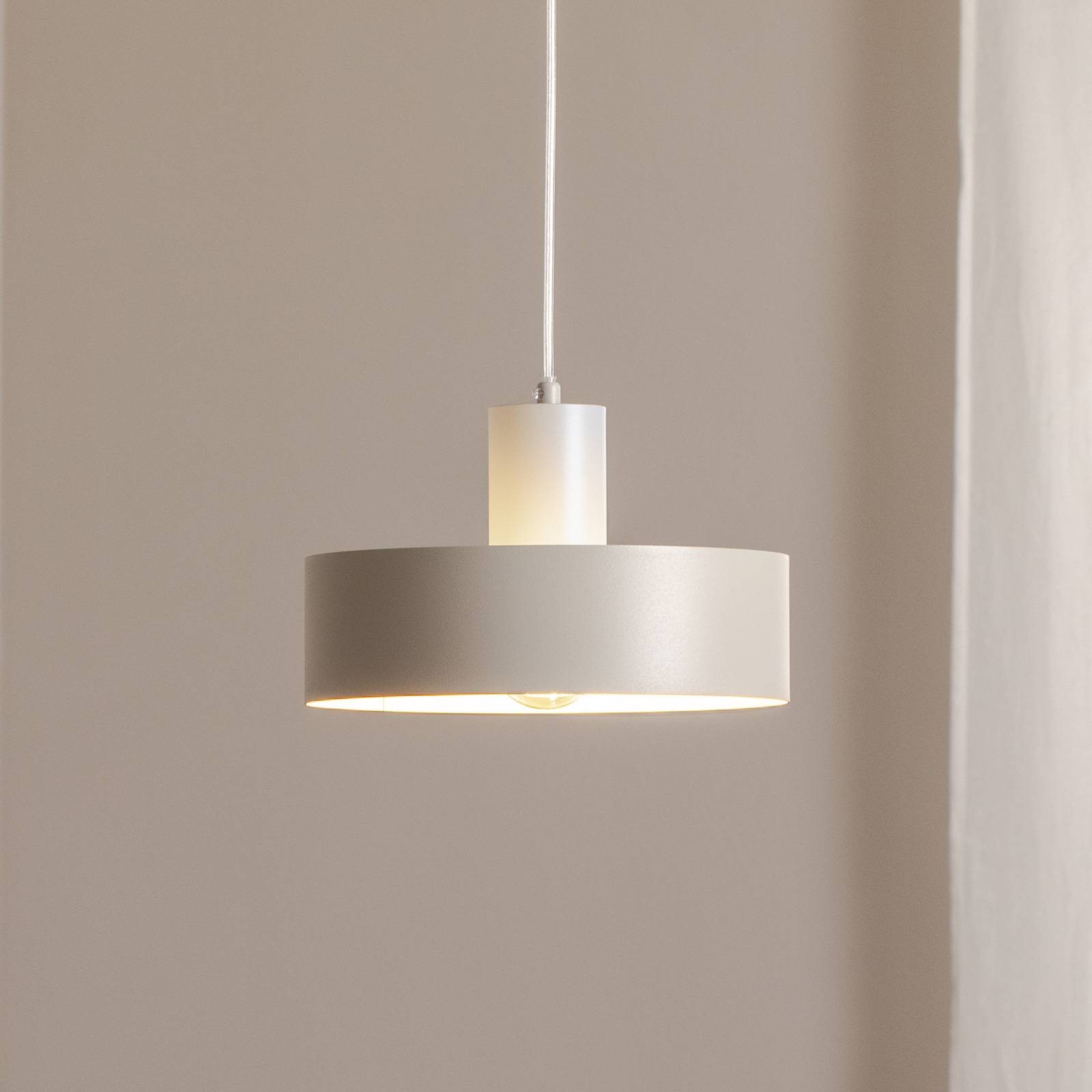 Hängeleuchte Rif M, taupe, 1-flammig, Ø 25 cm, Stahl günstig online kaufen