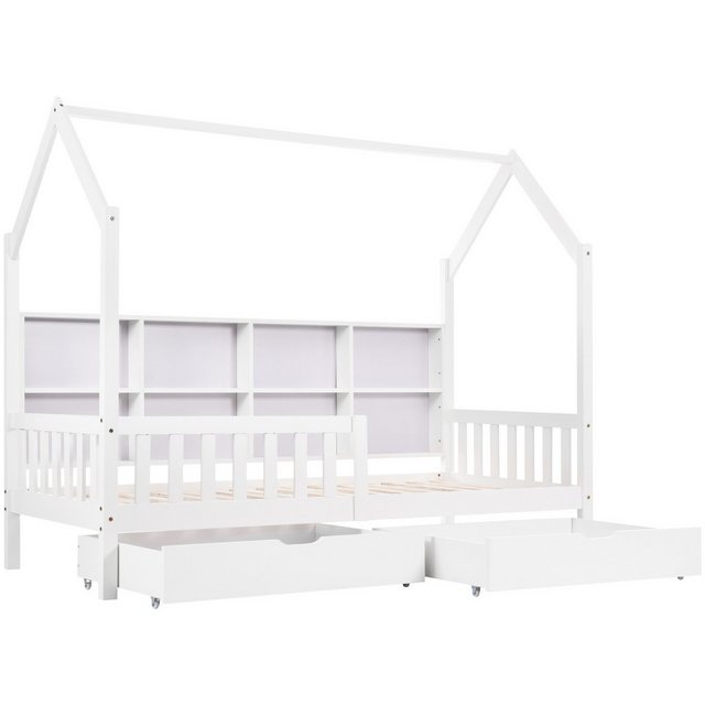 REDOM Kinderbett Jugendbett Hausbett Einzelbett (90x200 Weiß ohne Matratze) günstig online kaufen