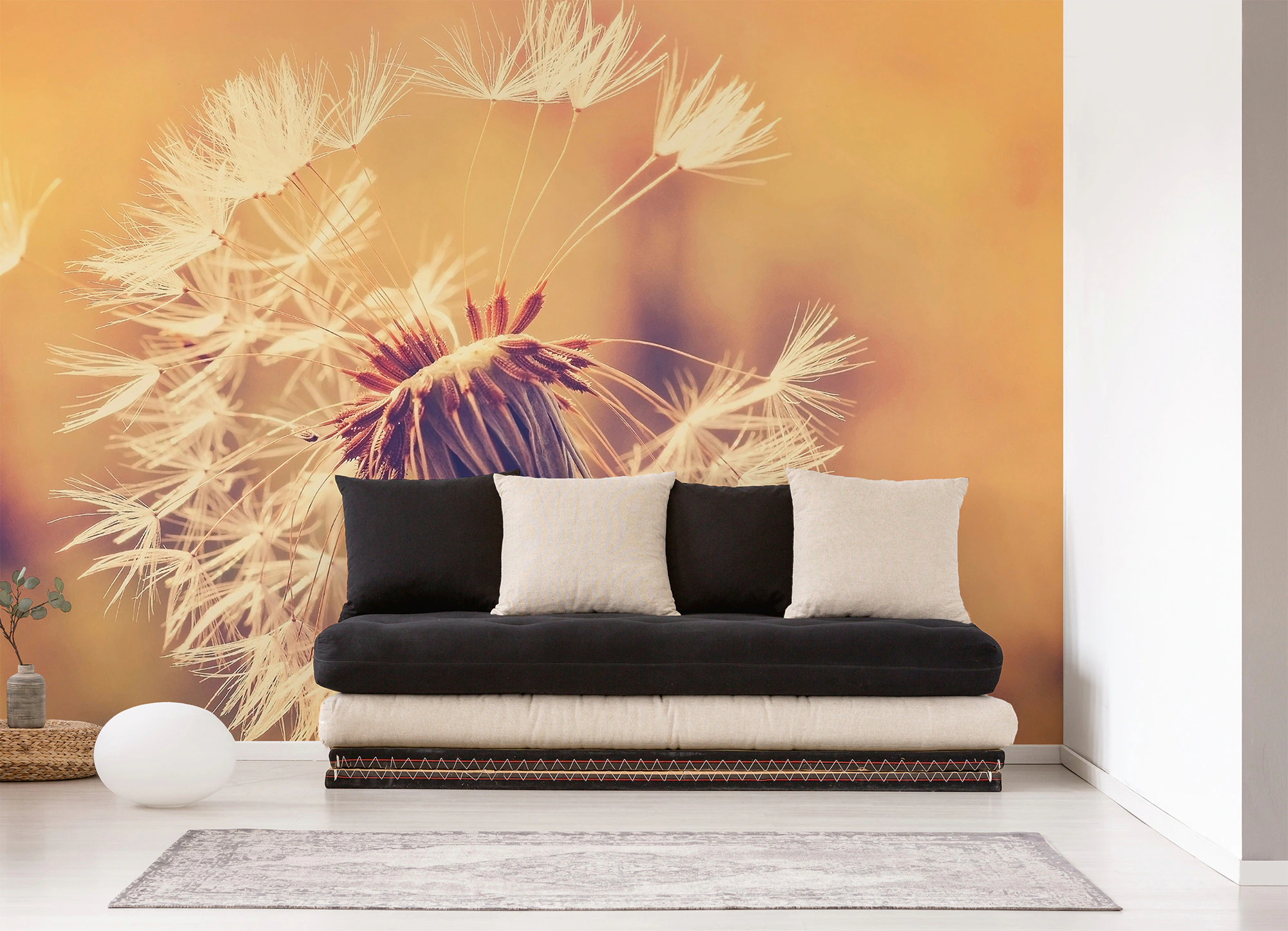 Fototapete Blumen Pusteblume Orange Gelb 3,50 m x 2,55 m FSC® günstig online kaufen