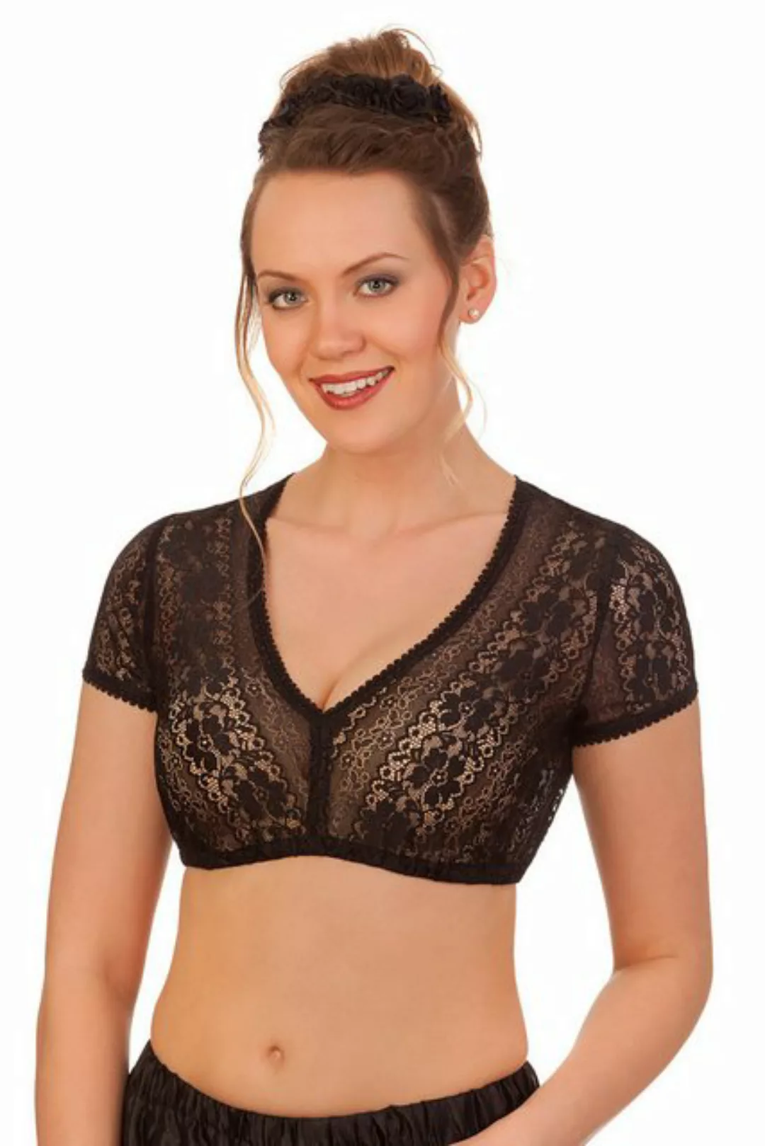 KRÜGER COLLECTION Dirndlbluse Dirndlbluse - DOROTHEA - ecru, schwarz günstig online kaufen