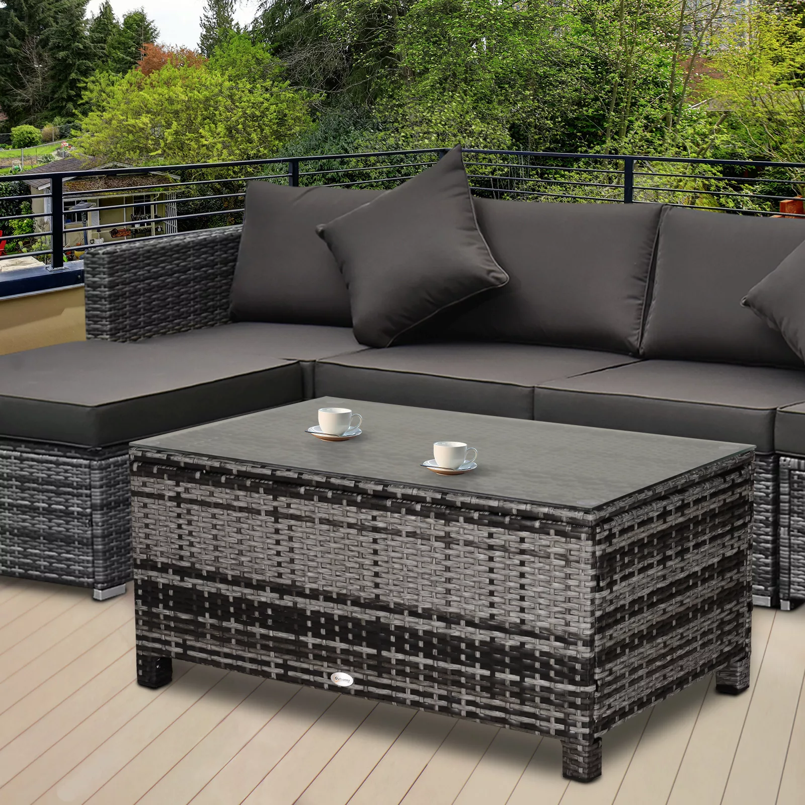 Outsunny Garten Beistelltisch Couchtisch 85 x 50 x 39 cm, Gartentisch aus P günstig online kaufen
