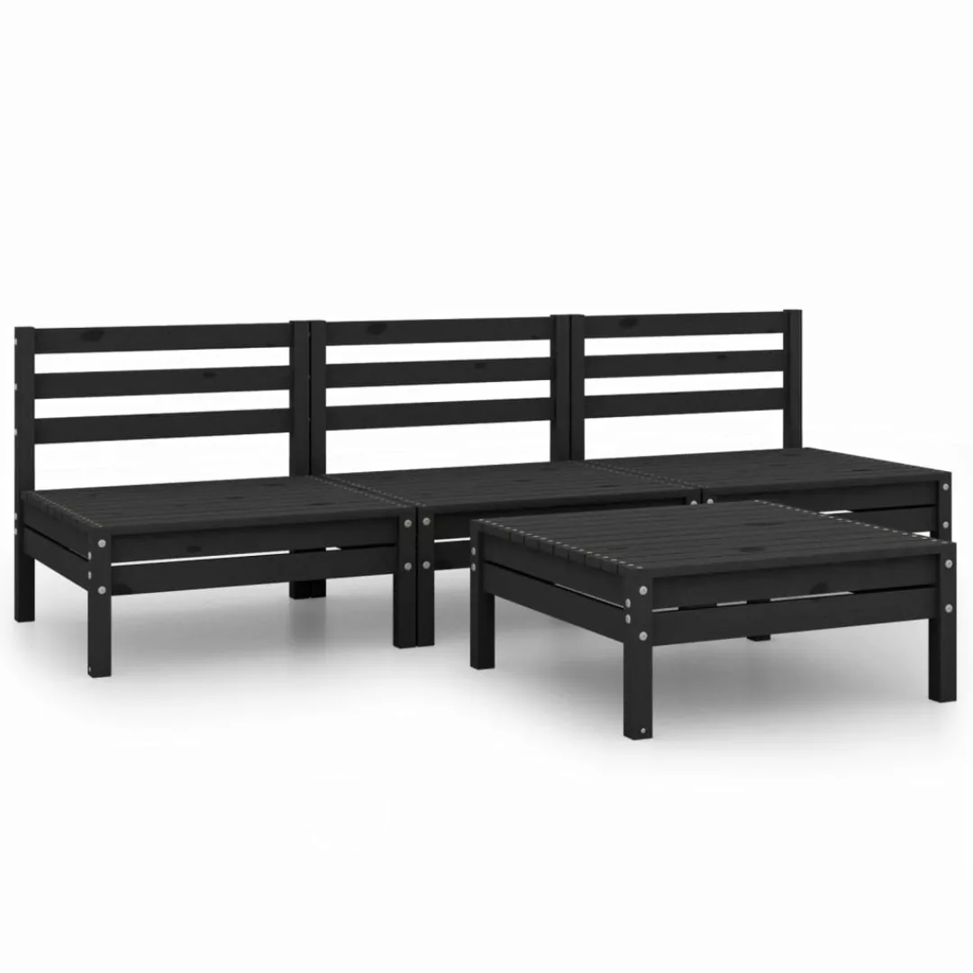 4-tlg. Garten-lounge-set Schwarz Massivholz Kiefer günstig online kaufen