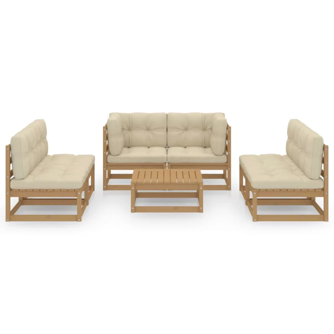 7-tlg. Garten-lounge-set Mit Kissen Kiefer Massivholz günstig online kaufen