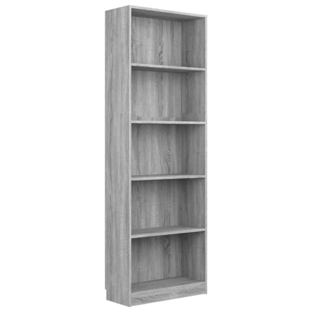 Vidaxl Bücherregal 5 Fächer Grau Sonoma-eiche 60x24x175 Holzwerkstoff günstig online kaufen
