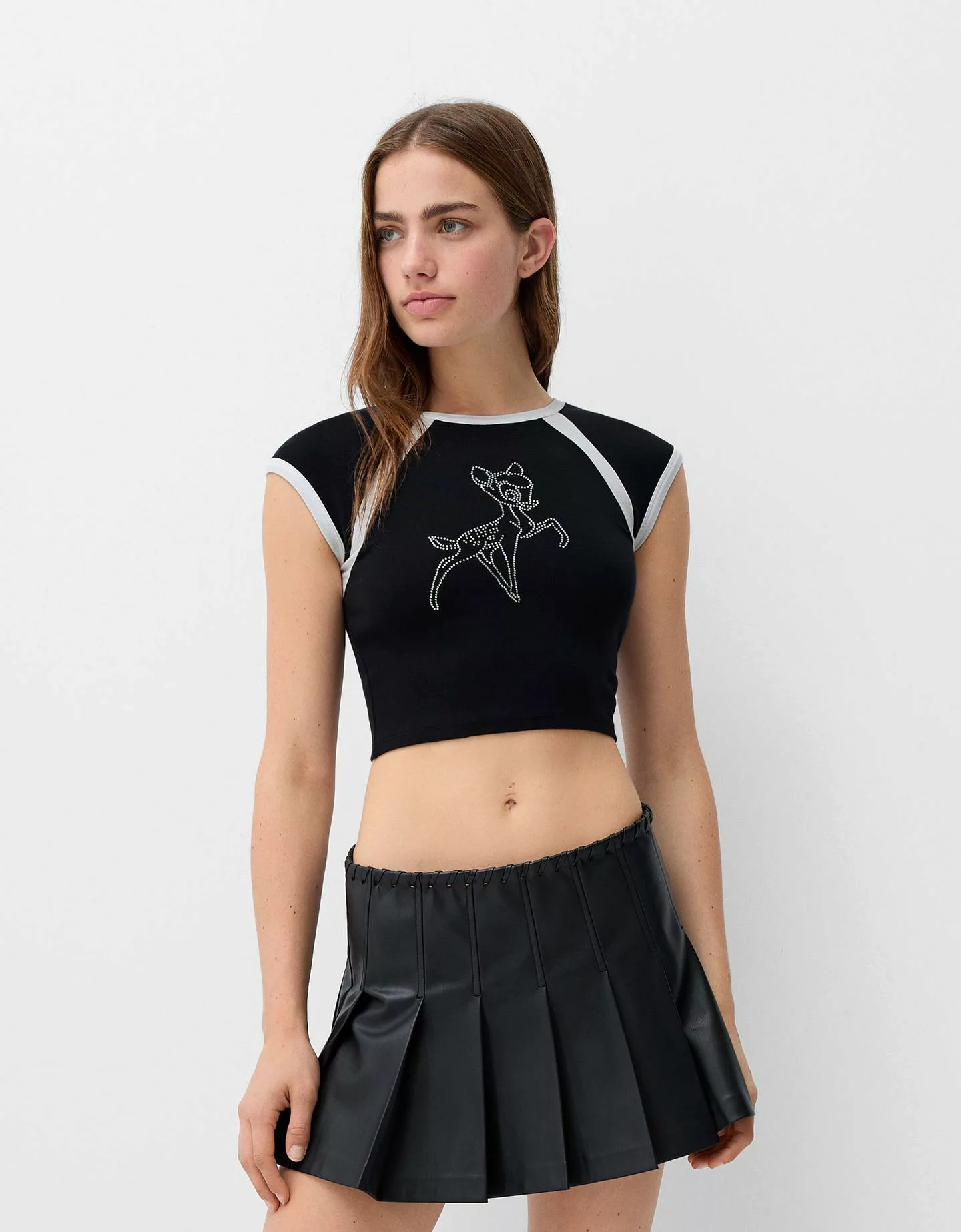 Bershka T-Shirt Disney Bambi Mit Strass Damen 10-12 Schwarz günstig online kaufen