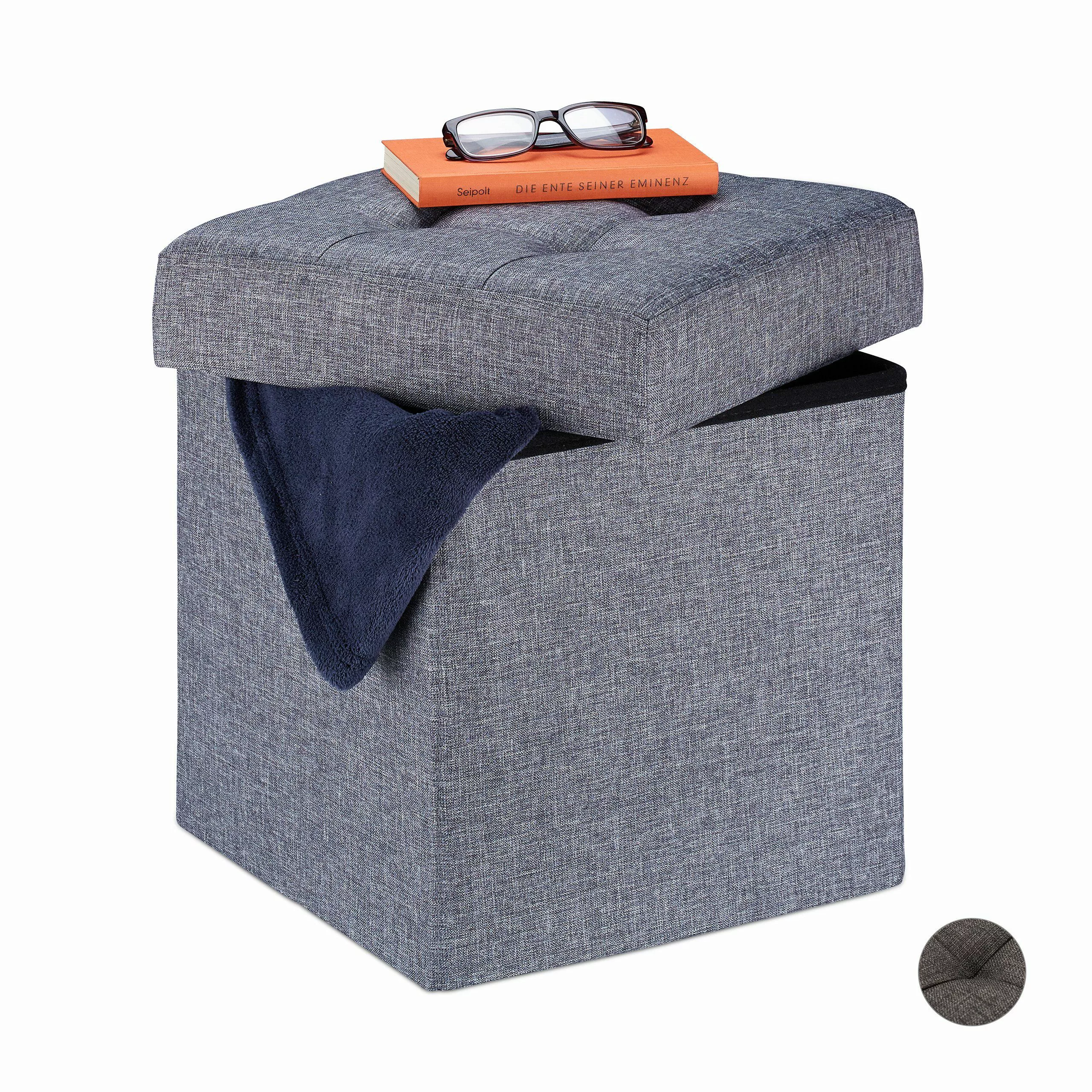 relaxdays Sitzhocker mit Stauraum, Dunkelgrau günstig online kaufen