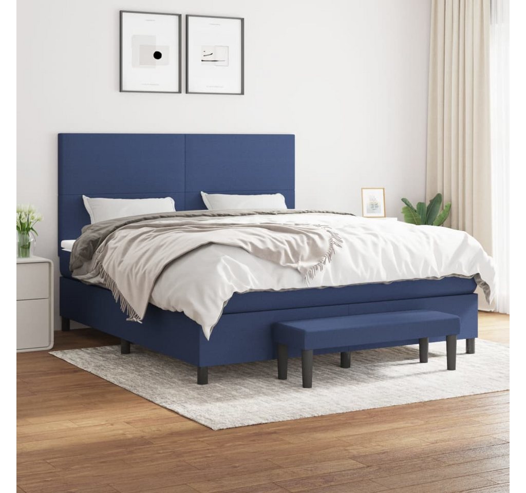 vidaXL Boxspringbett Boxspringbett mit Matratze Blau 160x200 cm Stoff Bett günstig online kaufen