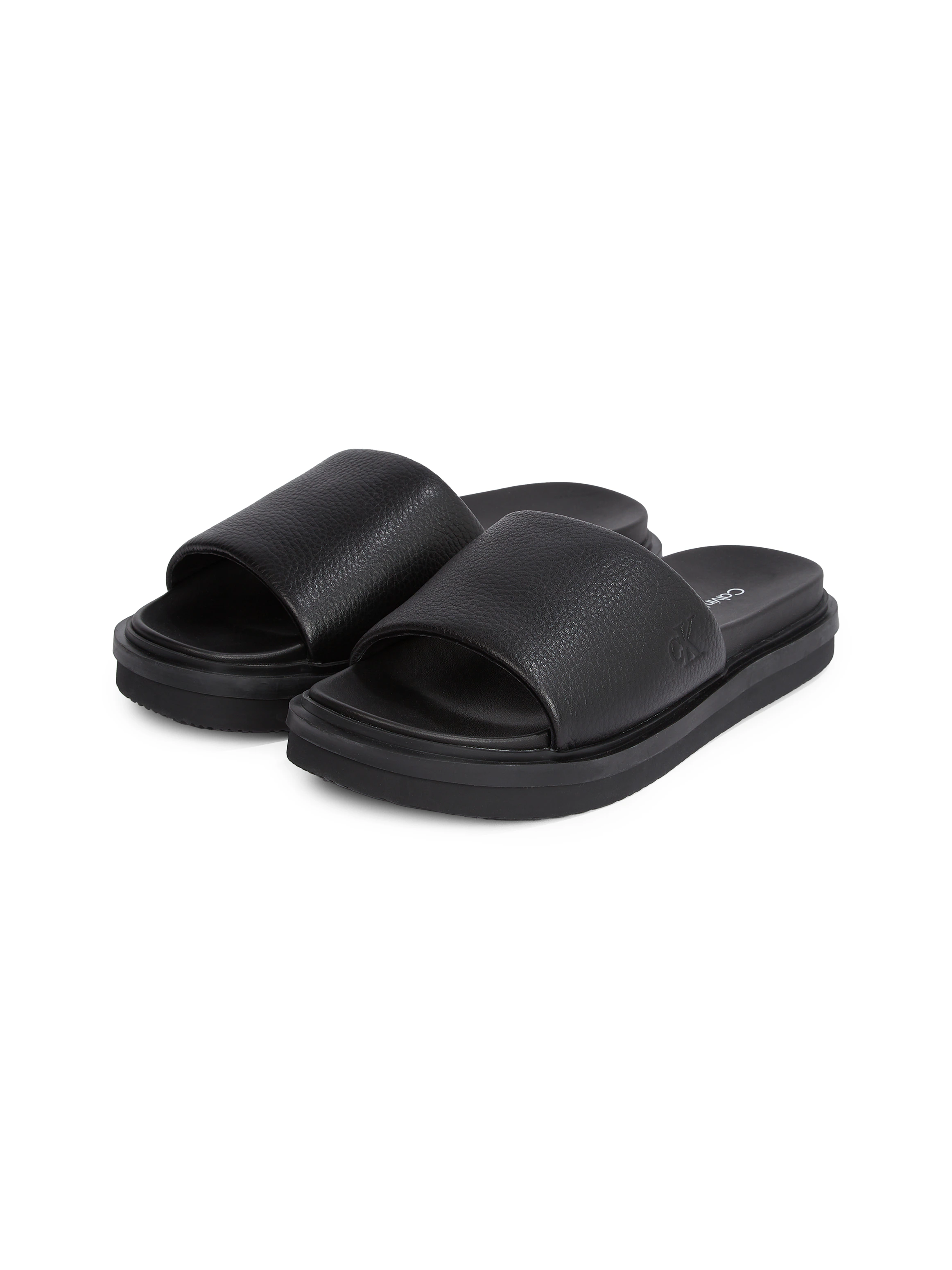 Calvin Klein Jeans Pantolette "FLAT MOLDED SLIDE SANDAL LTH", Poolslides, S günstig online kaufen