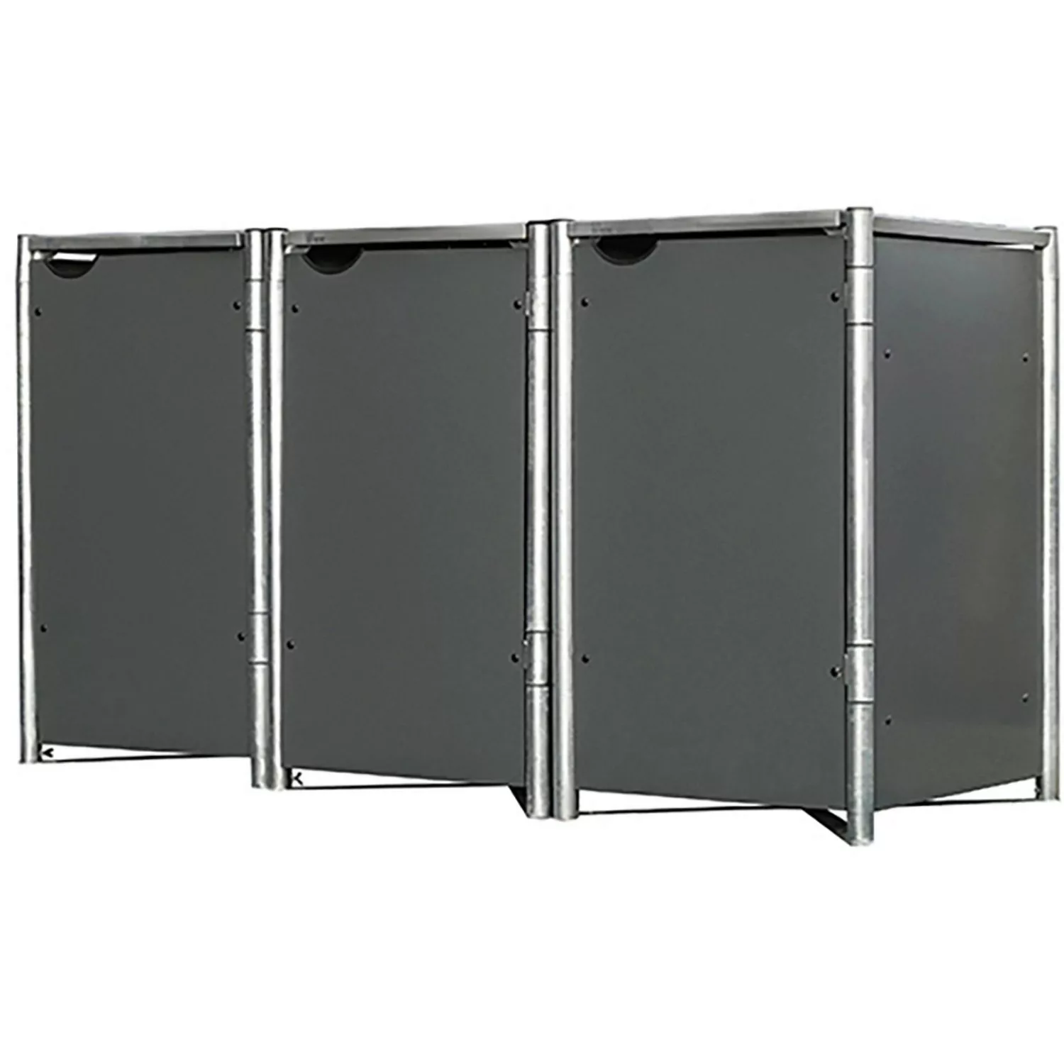 Hide Mülltonnenbox Kunststoff für 3 Tonnen 81 cm x 210 cm x 116 cm Grau günstig online kaufen