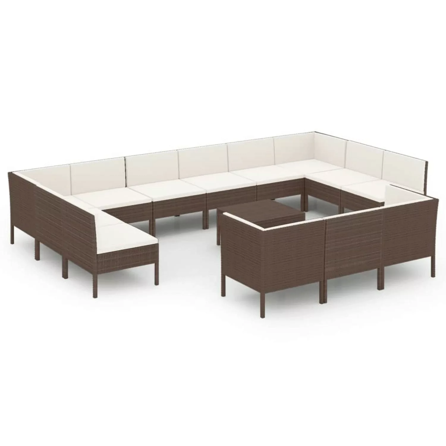 vidaXL 14-tlg Garten-Lounge-Set mit Auflagen Poly Rattan Braun Modell 3 günstig online kaufen