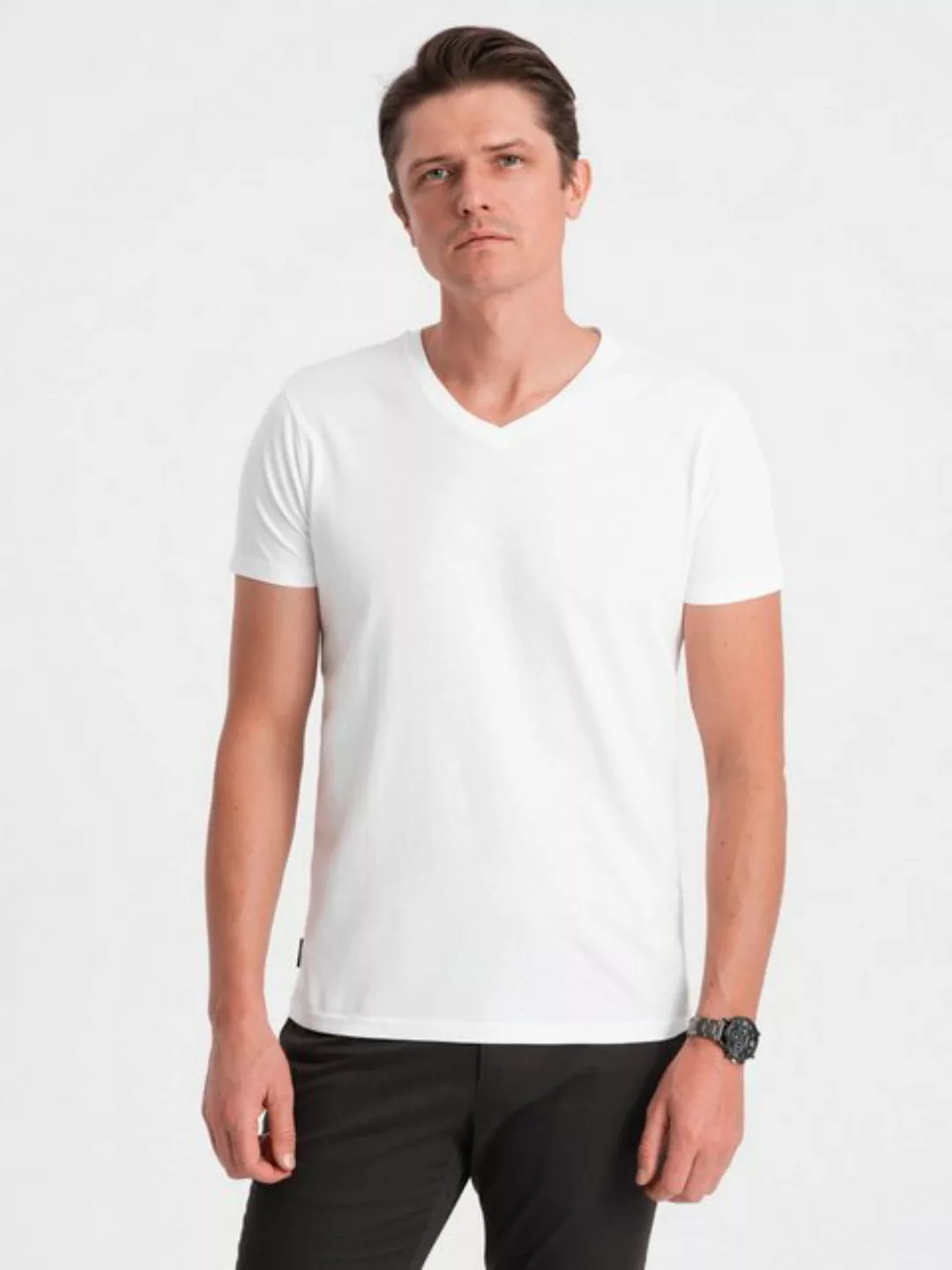 OMBRE T-Shirt Klassisches Herren-T-Shirt mit V-Ausschnitt aus Baumwolle BAS günstig online kaufen