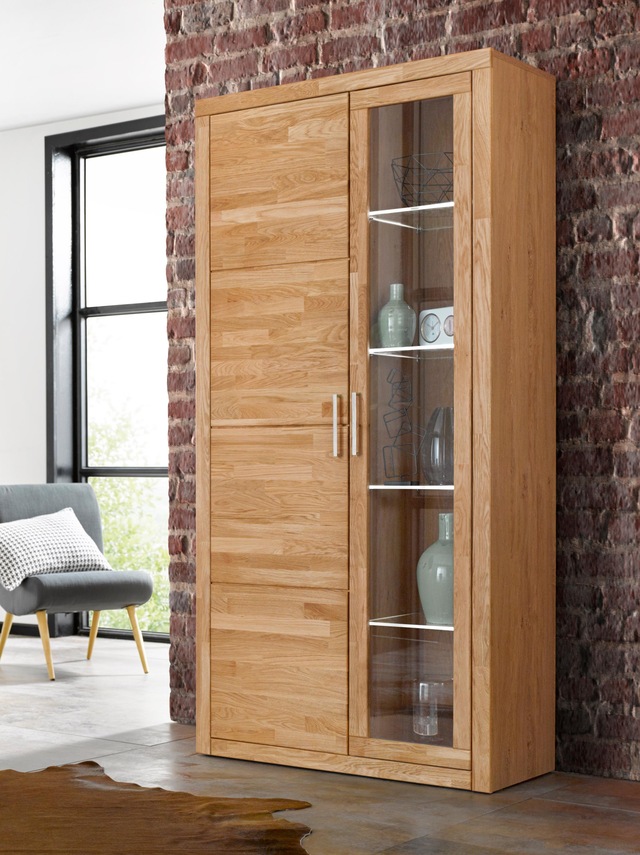 Home affaire Vitrine "Logo,190cm hoch,42 cm tief,Fronten Massivholz,10Fäche günstig online kaufen