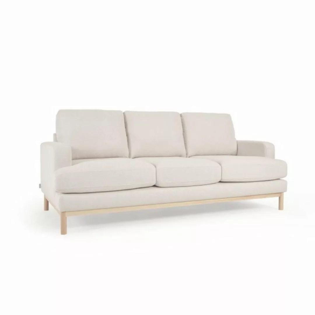 Natur24 Sofa 3-Sitzer Sofa Mihaela 203 x 88 x 95 cm Boucle Weiß günstig online kaufen