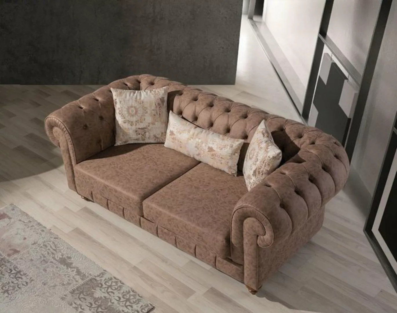 JVmoebel 2-Sitzer Stilvoller Brauner Chesterfield Sofa Designer 2-Sitzer Co günstig online kaufen